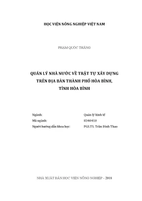 Luận văn thạc sĩ vnua quản lý nhà nước về trật tự xây dựng trên địa bàn thành phố hòa bình tỉnh hòa bình