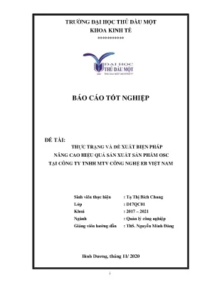 Khóa luận tốt nghiệp thực trạng và đề xuất biện pháp nâng cao hiệu quả sản xuất sản phẩm osc tại công ty tnhh mtv công nghệ eb việt nam