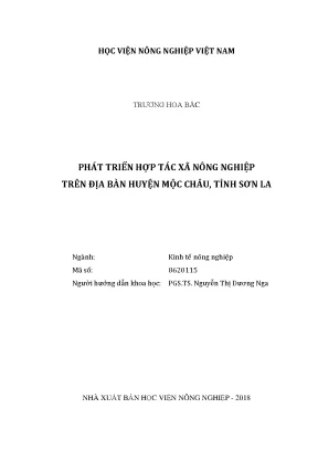 Luận văn thạc sĩ vnua phát triển hợp tác xã nông nghiệp trên địa bàn huyện mộc châu tỉnh sơn la