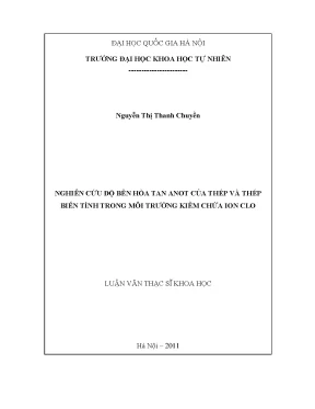 Luận văn thạc sĩ hus nghiên cứu độ bền hòa tan anot của thép và thép biến tính trong môi trường kiềm chứa ion clo