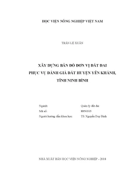 Luận văn thạc sĩ vnua xây dựng bản đồ đơn vị đất đai phục vụ đánh giá đất huyện yên khánh tỉnh ninh bình