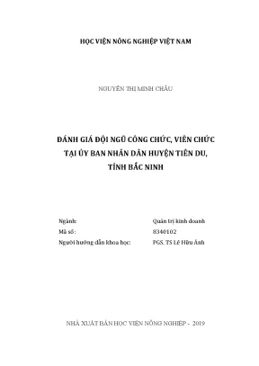 Luận văn thạc sĩ vnua đánh giá đội ngũ công chức viên chức tại ủy ban nhân dân huyện tiên du tỉnh bắc ninh