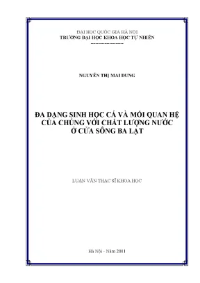 Luận văn thạc sĩ hus đa dạng sinh học cá và mối quan hệ của chúng với chất lượng nước ở cửa sông ba lạt
