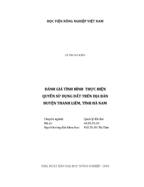 Luận văn thạc sĩ vnua đánh giá tình hình thực hiện quyền sử dụng đất trên địa bàn huyện thanh liêm tỉnh hà nam