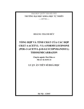 Luận văn thạc sĩ hus tổng hợp và tính chất của các hợp chất 4 acetyl và 4 formylsydnone per o acetyl β d glycopyranosyl thiosemicarbazon