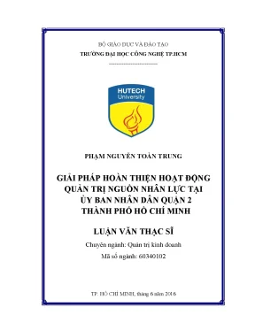 Luận văn thạc sĩ hay giải pháp hoàn thiện hoạt động quản trị nguồn nhân lực tại ủy ban nhân dân quận 2 thành phố hồ chí minh