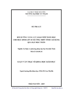 Luận văn thạc sĩ hay bồi dưỡng năng lực giao tiếp toán học cho học sinh lớp 10 trường thpt tỉnh cao bằng qua dạy học toán