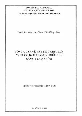 Luận văn thạc sĩ hus tổng quan về vật liệu chịu lửa và bước đầu thăm dò điều chế samot cao nhôm