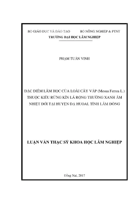 Luận văn thạc sĩ hay đặc điểm lâm học của loài cây vấp mesua ferrea l thuộc kiểu rừng kín lá rộng thường xanh ẩm nhiệt đới tại huyện đạ huoai tỉnh lâm đồng