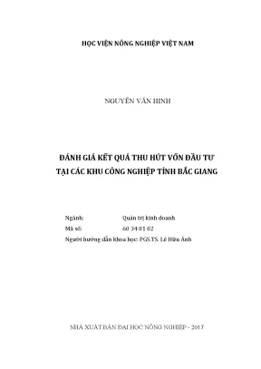 Luận văn thạc sĩ vnua đánh giá kết quả thu hút vốn đầu tư tại các khu công nghiệp tỉnh bắc giang