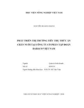 Luận văn thạc sĩ vnua phát triển thị trường tiêu thụ thức ăn chăn nuôi tại công ty cổ phần tập đoàn dabaco việt nam