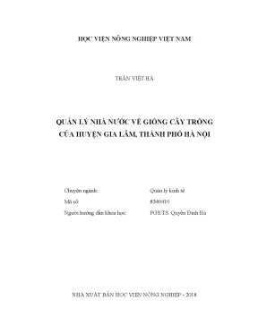 Luận văn thạc sĩ vnua quản lý nhà nước về giống cây trồng của huyện gia lâm thành phố hà nội