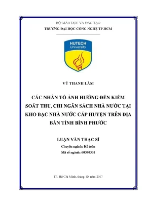 Luận văn thạc sĩ hay các nhân tố ảnh hưởng đến kiểm soát thu chi ngân sách nhà nước tại kho bạc nhà nước cấp huyện trên địa bàn tỉnh bình phước
