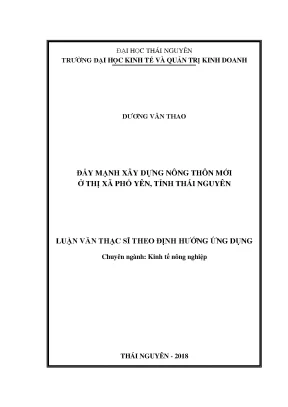 Luận văn thạc sĩ hay đẩy mạnh xây dựng nông thôn mới ở thị xã phổ yên tỉnh thái nguyên
