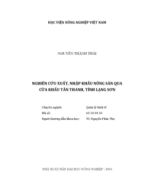 Luận văn thạc sĩ vnua nghiên cứu xuất nhập khẩu nông sản qua cửa khẩu tân thanh tỉnh lạng sơn