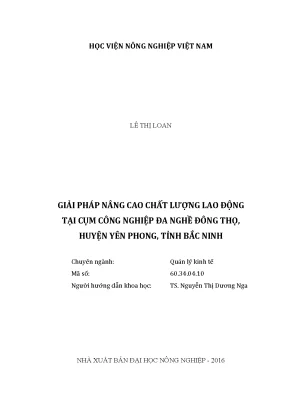 Luận văn thạc sĩ vnua giải pháp nâng cao chất lượng lao động tại cụm công nghiệp đa nghề đông thọ huyện yên phong tỉnh bắc ninh