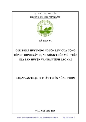Luận văn thạc sĩ hay giải pháp huy động nguồn lực của cộng đồng trong xây dựng nông thôn mới trên địa bàn huyện văn bàn tỉnh lào cai
