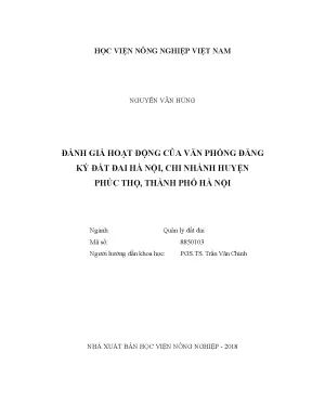 Luận văn thạc sĩ vnua đánh giá hoạt động của văn phòng đăng ký đất đai hà nội chi nhánh huyện phúc thọ thành phố hà nội