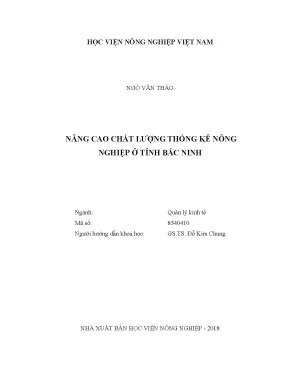 Luận văn thạc sĩ vnua nâng cao chất lượng thống kê nông nghiệp ở tỉnh bắc ninh