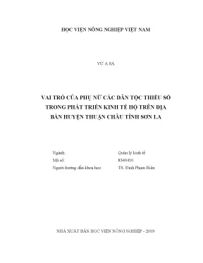 Luận văn thạc sĩ vnua vai trò của phụ nữ các dân tộc thiểu số trong phát triển kinh tế hộ trên địa bàn huyện thuận châu tỉnh sơn la