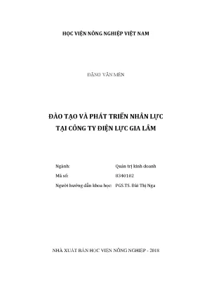 Luận văn thạc sĩ vnua đào tạo và phát triển nhân lực tại công ty điện lực gia lâm