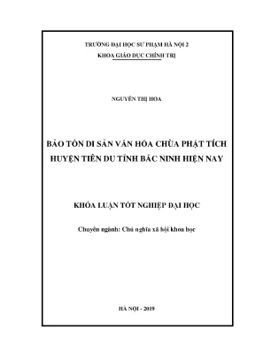 Luận văn thạc sĩ hay bảo tồn di sản văn hóa chùa phật tích huyện tiên du tỉnh bắc ninh hiện nay