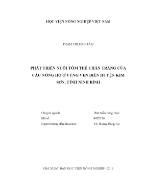 Luận văn thạc sĩ vnua phát triển nuôi tôm thẻ chân trắng của các nông hộ ở vùng ven biển huyện kim sơn tỉnh ninh bình