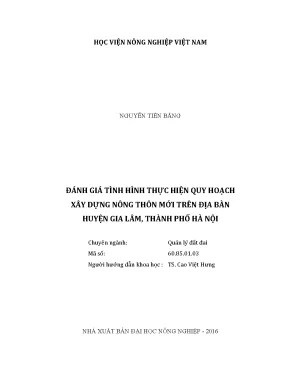 Luận văn thạc sĩ vnua đánh giá tình hình thực hiện quy hoạch xây dựng nông thôn mới trên địa bàn huyện gia lâm thành phố hà nội