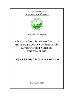 Luận văn thạc sĩ hay đánh giá công tác bồi thường giải phóng mặt bằng của dự án nhà máy luyện cán thép nghi sơn tỉnh thanh hóa