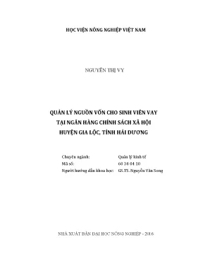 Luận văn thạc sĩ vnua quản lý nguồn vốn cho sinh viên vay tại ngân hàng chính sách xã hội huyện gia lộc tỉnh hải dương