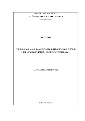 Luận văn thạc sĩ hus chế tạo màng mỏng si3n4 sio2 và màng treo si3n4 bằng phương pháp lắng đọng hơi hóa học tăng cường plasma