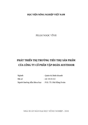 Luận văn thạc sĩ vnua phát triển thị trường tiêu thụ sản phẩm của công ty cổ phần tập đoàn austdoor