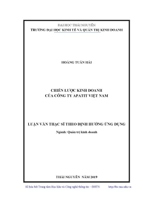 Luận văn thạc sĩ hay chiến lược kinh doanh của công ty apatit việt nam
