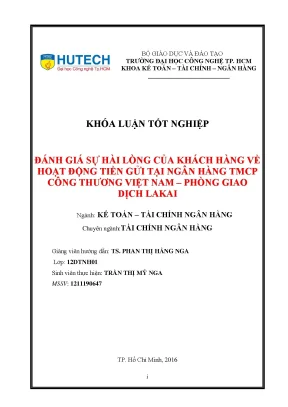 Luận văn thạc sĩ hay đánh giá sự hài lòng của khách hàng về hoạt động tiền gửi tại ngân hàng tmcp công thương việt nam pgd lakai