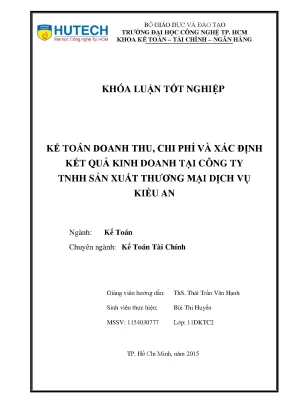 Luận văn thạc sĩ hay kế toán doanh thu chi phí và xác định kết quả kinh doanh tại công ty tnhh sản xuất thương mại dịch vụ kiều an