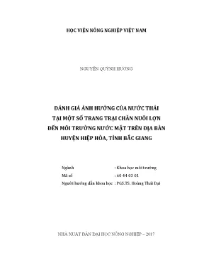 Luận văn thạc sĩ vnua đánh giá ảnh hưởng của nước thải tại một số trang trại chăn nuôi lợn đến môi trường nước mặt trên địa bàn huyện hiệp hòa tỉnh bắc giang
