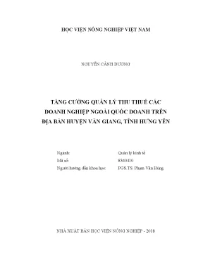 Luận văn thạc sĩ vnua tăng cường quản lý thu thuế các doanh nghiệp ngoài quốc doanh trên địa bàn huyện văn giang tỉnh hưng yên