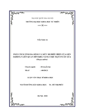 Luận văn thạc sĩ hus phân tích tính đa hình và mức độ biểu hiện của gen oshkt15 liên quan đến khả năng chịu mặn ở cây lúa oryza sativa