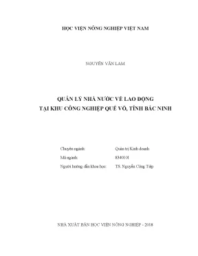 Luận văn thạc sĩ vnua quản lý nhà nước về lao động tại khu công nghiệp quế võ tỉnh bắc ninh