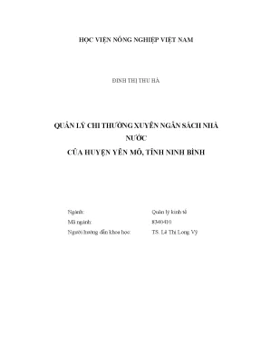 Luận văn thạc sĩ vnua quản lý chi thường xuyên ngân sách nhà nước của huyện yên mô tỉnh ninh bình