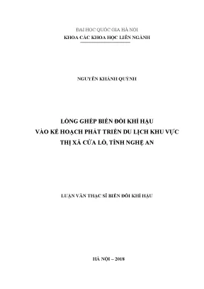 Luận văn thạc sĩ hus lồng ghép biến đổi khí hậu vào kế hoạch phát triển du lịch khu vực thị xã cửa lò tỉnh nghệ an