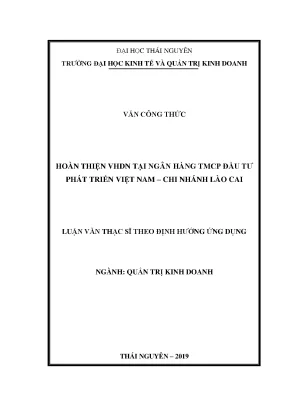 Luận văn thạc sĩ hay hoàn thiện văn hóa doanh nghiệp tại ngân hàng thương mại cổ phần đầu tư phát triển việt nam chi nhánh lào cai