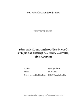Luận văn thạc sĩ vnua đánh giá việc thực hiện quyền của người sử dụng đất trên địa bàn huyện nam trực tỉnh nam định