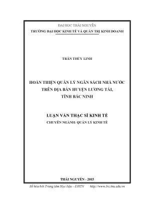 Luận văn thạc sĩ hay hoàn thiện quản lý ngân sách nhà nước trên địa bàn huyện lương tài tỉnh bắc ninh