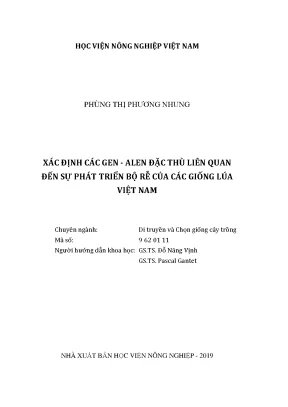 Luận văn thạc sĩ vnua xác định các gen alen đặc thù liên quan đến sự phát triển bộ rễ của các giống lúa việt nam