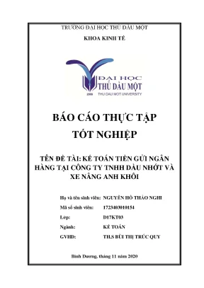 Khóa luận tốt nghiệp kế toán tiền gửi ngân hàng tại công ty tnhh dầu nhớt và xe nâng anh khôi