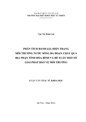 Luận văn thạc sĩ hus phân tích đánh giá hiện trạng môi trường nước sông đà đoạn chảy qua địa phận tỉnh hòa bình và đề xuất một số giải pháp bảo vệ môi trường