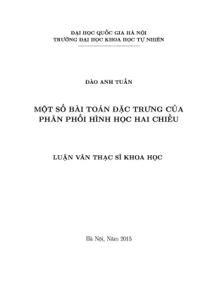 Luận văn thạc sĩ hus một số bài toán đặc trưng của phân phối hình học hai chiều
