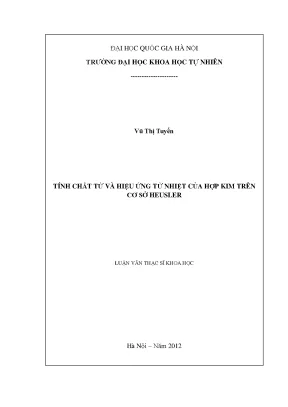 Luận văn thạc sĩ hus tính chất từ và hiệu ứng từ nhiệt của hợp kim trên cơ sở heusler