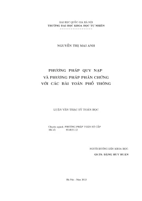 Luận văn thạc sĩ hus phương pháp quy nạp và phương pháp phản chứng với các bài toán phổ thông